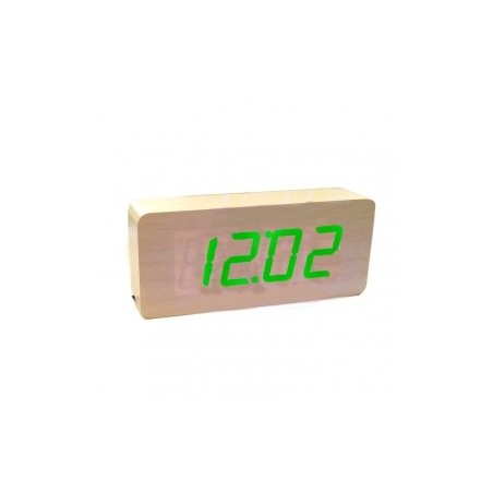 VST-865-4 часы электронные (ярко-зелёные цифры) корпус под дерево, кабель+блок в комплекте   оптом