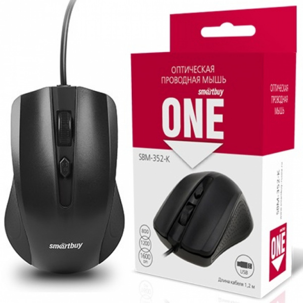 Smartbuy мышь проводная ONE 352 чёрная (SBM-352-K) / 100 оптом