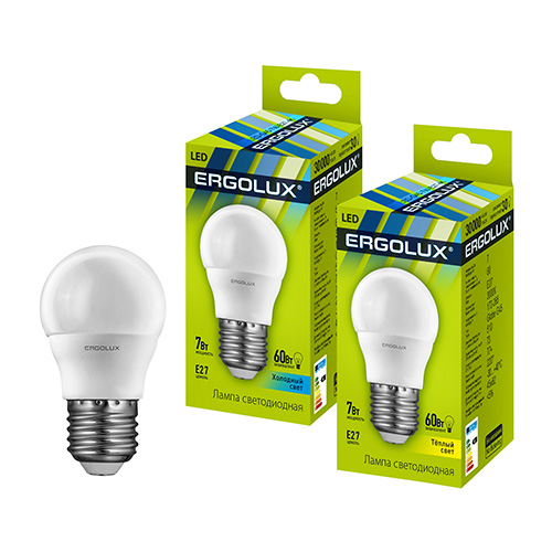 Ergolux лампа G45  LED7-/4500K/E27 ШАР светод. 10/100 оптом