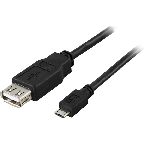 REXANT 18-1161-2 шнур micro USB штекер - USB-A гнездо 0.2м чёрный  (10/1000) п/ос оптом