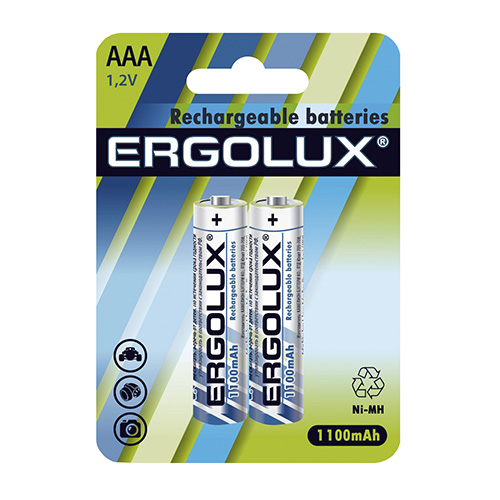 Ergolux батарейка аккумул. ААА-1100mAh Ni-Mh BL-2 (NHAAA1100BL2, 1.2В) 2/24/480/48! оптом