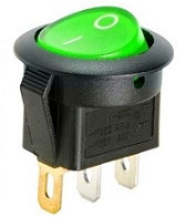 REXANT 36-2588 Выкл. клавишный круглый 12V 20А (3с) ON-OFF зелёный с подсветкой (RWB-214) (10) оптом