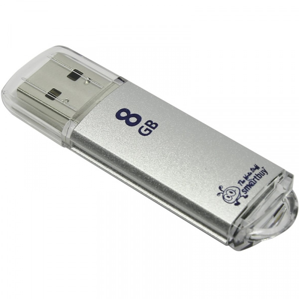 флешка  8 GB USB 2.0 Smartbuy V-Cut Silver оптом
