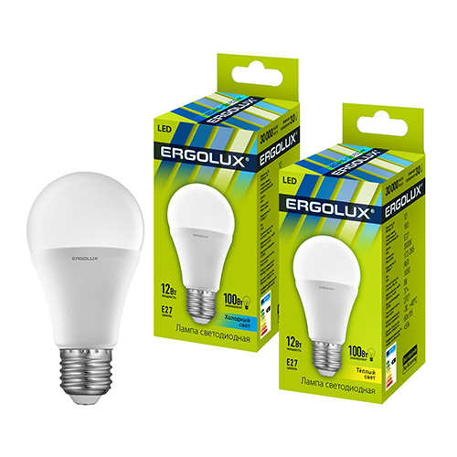Ergolux лампа  А60 LED12-/3000K/E27 светод. 10/100 оптом