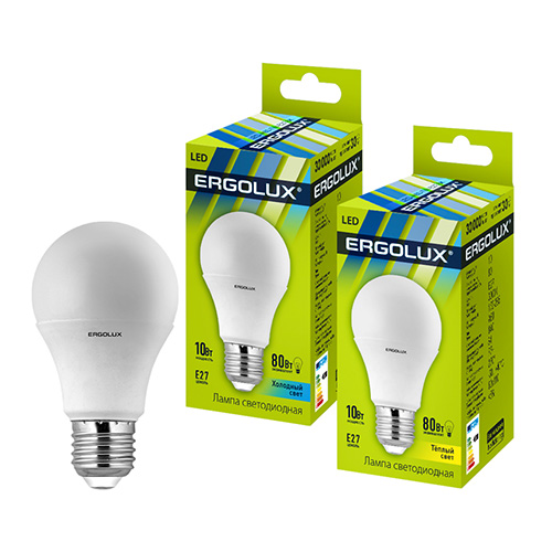 Ergolux лампа  А60 LED10-/3000K/E27 светод. 10/100 оптом