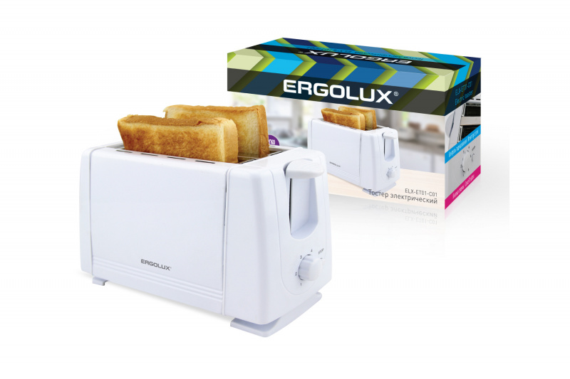 ERGOLUX Тостер электрический ELX-ET01-C01 белый (700 Вт) 1/8 оптом