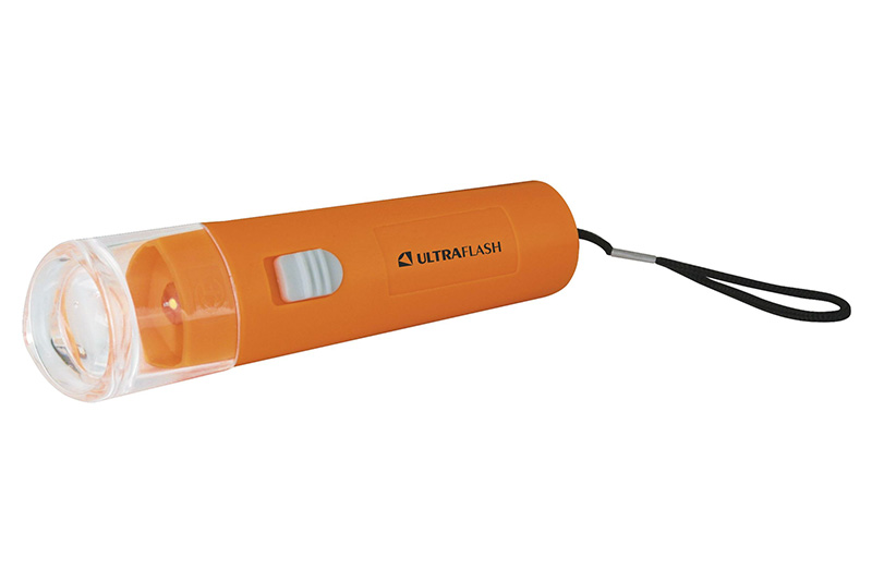 Ultraflash фонарь  917-TH (оранжевый, 1LED, 1 реж, 3xAG10 в компл, пласт.,блист.-пакет) 1/24 оптом