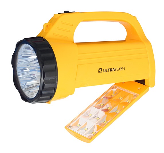 Ultraflash фонарь 3819 СSM LED аккум. (220В, жёлтый, 9LED+12SMDLED, 2 реж., SLA) 1/5/40 оптом