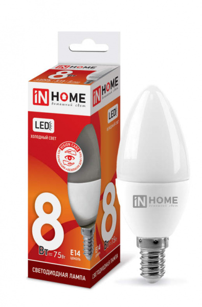 IN HOME лампа LED-СВЕЧА  8Вт Е14 6500К 760Лм оптом
