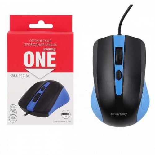 Smartbuy мышь проводная ONE 352 сине-чёрная (SBM-352-BK) / 100 оптом