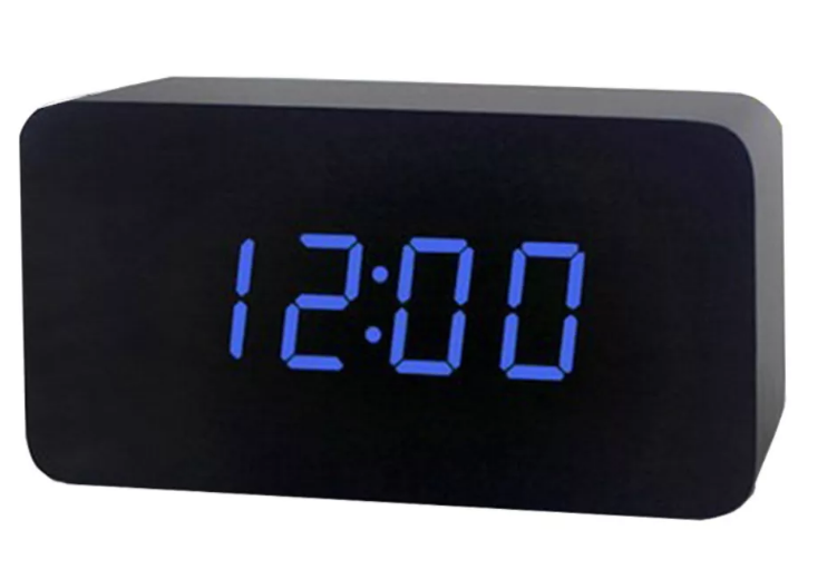 VST-863-5 часы электронные (синие цифры) корпус чёрный, кабель с USB   оптом