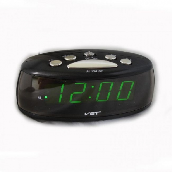 VST-773-2 часы электронные (бледно-зелёные цифры) кабель с USB, блок в комплект не входит!   оптом