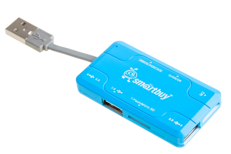 Smartbuy USB - Xaб + Картридер Combo голубой (SBRH-750-B) оптом
