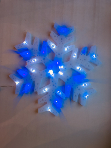 Светильник "Снежинка" синий с белым светящийся на стену или на окно   оптом
